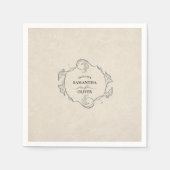 ヴィンテージ ミニマル ウェディング ナプキン スタンダードカクテルナプキン (正面)