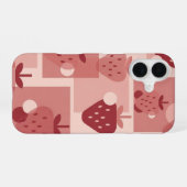 ヴィンテージ ミニマル ストロベリー柄 iPhone 16ケース (裏面横)