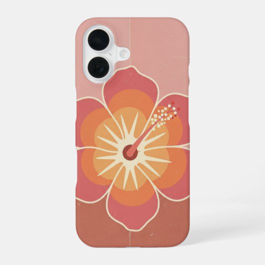 ヴィンテージ ミニマル ハイビスカス iPhone 16ケース (裏面)