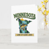 ヴィンテージ ミネソタ 10,000湖の土地 マップ カード (黄色い花)
