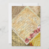 ヴィンテージ ミュージカル ノーツ ピアノ シート ミュージック ウェディング 招待状 (裏面)