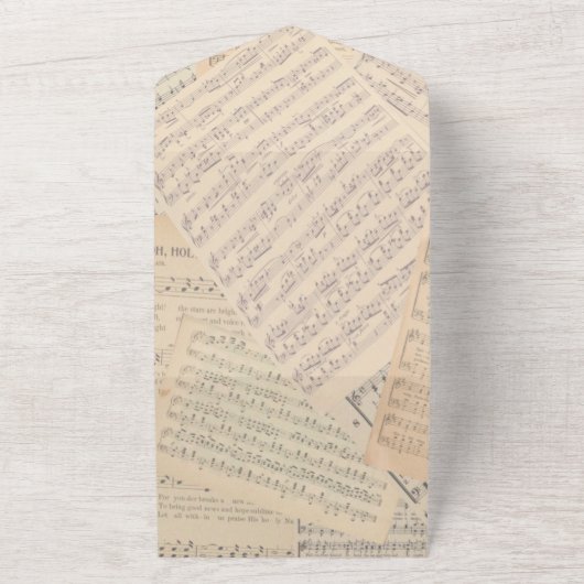 ヴィンテージ ミュージカル フラワー ウェディング オールインワン招待状 (外側)