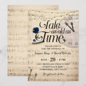 ヴィンテージ ミュージカル ブルー ローズ ドーム フェアリーテイル ウェディング 招待状 (正面/裏面)