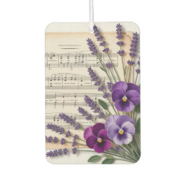 ヴィンテージ ミュージック と ラベンダー パンジー フローラル カーエアーフレッシュナー