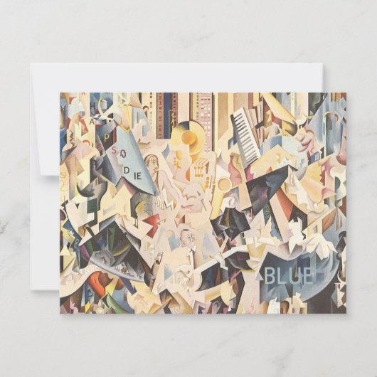 ヴィンテージ ミュージック アート デコ カラオケ バースデー インビテーション (正面)