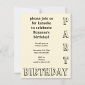 ヴィンテージ ミュージック アート デコ カラオケ バースデー インビテーション (裏面)