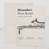 ヴィンテージ ミュージック サックスフォン 招待状 (正面/裏面)