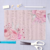 ヴィンテージ・ミュージック・シートのピンクの花 薄葉紙 (クラフト)