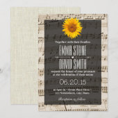 ヴィンテージ ミュージック シート タンポポ 結婚式 招待状 (正面/裏面)