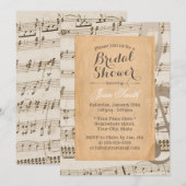 ヴィンテージ ミュージック ノーツ エレガント ブライダル シャワー 招待状 (正面/裏面)