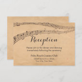 ヴィンテージ ミュージック ノーツ ミュージカル ウェディング レセプション エンクロージャーカード (正面/裏面)