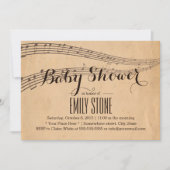 ヴィンテージ ミュージック ノーツ ミュージカル ベビー シャワー 招待状 (正面)