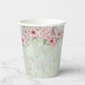ヴィンテージ ミント ピオニー ブライダル シャワー ティーパーティー 紙コップ (正面)