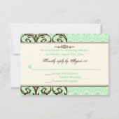ヴィンテージ ミント ブラウン スクロール ウェディング 返信カード 招待状 (裏面)