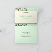 ヴィンテージ ミント、ブラウン スクロール 感謝カード (内部)