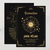 ヴィンテージ ムーン サン ボヘミア アート シンボル 卒業式 招待状 (正面/裏面)