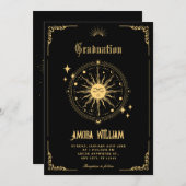 ヴィンテージ ムーン サン ボーホー アート シンボル 卒業 招待状 (正面/裏面)