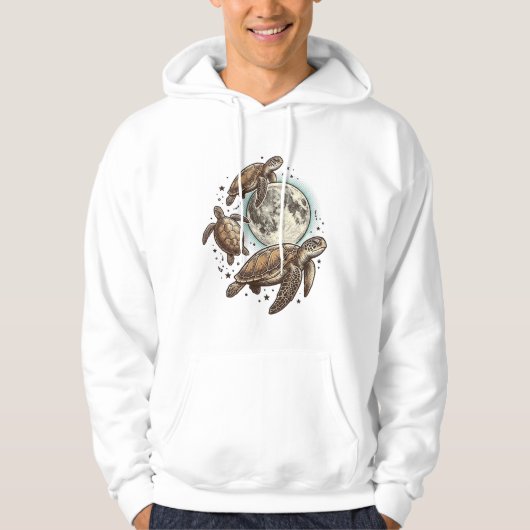 ヴィンテージ ムーン シータートル 彫刻 Tシャツ デザイン_1 (正面)
