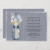 ヴィンテージ・メイソンの瓶と野結婚花の 招待状 (正面/裏面)