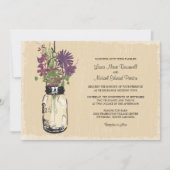 ヴィンテージ・メイソンの瓶と野結婚花の 招待状 (正面)