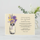 ヴィンテージ・メイソンの瓶と野結婚花の 招待状 (スタンド正面)