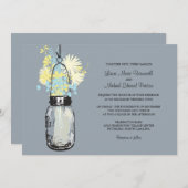 ヴィンテージ・メイソンの瓶と野結婚花の 招待状 (正面/裏面)