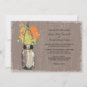 ヴィンテージ・メイソンの瓶と野結婚花の 招待状 (正面)