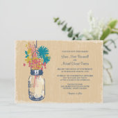 ヴィンテージ・メイソンの瓶と野結婚花の 招待状 (スタンド正面)