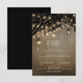 ヴィンテージ メイソンジャー オークの木 ウェディング RSVP カード (正面/裏面)