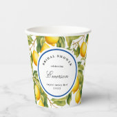 ヴィンテージ メディテレーニアンレモン 黄色のレモン ブライダルシャワー 紙コップ (正面)