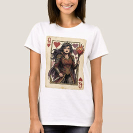 ヴィンテージ・メディーバル・ハートの女王の炎の王冠 Tシャツ