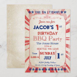 ヴィンテージ メモリアルデー バースデーパーティー 招待状