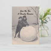 ヴィンテージ メモリー 家族 再会 雪だるま ご招待 招待状 (スタンド正面)