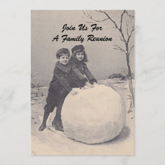 ヴィンテージ メモリー 家族 再会 雪だるま ご招待 招待状