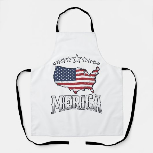 ヴィンテージ メリカ 愛国旗 マップ Tシャツ デザイン 1 エプロン (正面)