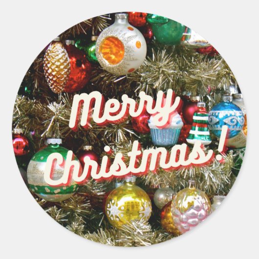 ヴィンテージ メリークリスマス！ステッカー ラウンドシール (正面)