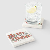 ヴィンテージ メリークリスマス ストーンコースター (横)