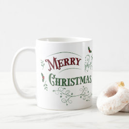ヴィンテージ メリークリスマス タイポグラフィ コーヒーマグカップ