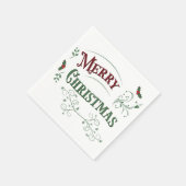 ヴィンテージ メリークリスマス タイポグラフィ スタンダードカクテルナプキン (角)