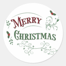 ヴィンテージ メリークリスマス タイポグラフィ ラウンドシール