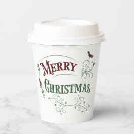 ヴィンテージ メリークリスマス タイポグラフィ 紙コップ