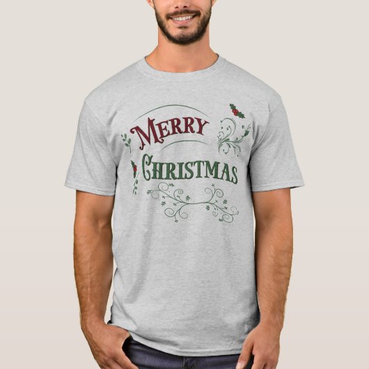 ヴィンテージ メリークリスマス タイポグラフィ Tシャツ (正面)