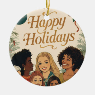ヴィンテージ メリークリスマス ファミリーニューイヤーメッセージ セラミックオーナメント