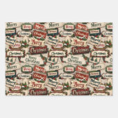 ヴィンテージ メリークリスマス プラークとサイン ラッピングペーパーシート (正面3)