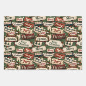 ヴィンテージ メリークリスマス プラークとサイン ラッピングペーパーシート (正面2)