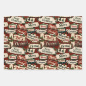 ヴィンテージ メリークリスマス プラークとサイン ラッピングペーパーシート (正面)