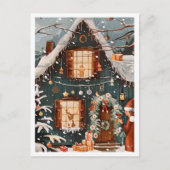 ヴィンテージ メリークリスマス ホーム ポストカード (正面)