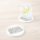 ヴィンテージ「メリークリスマス」付き砂岩コースター コースター (側面)