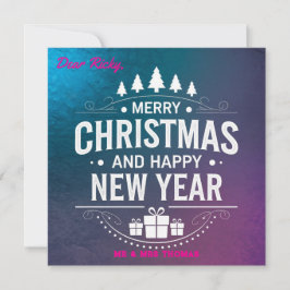 ヴィンテージ メリークリスマス&新年おめでとう ホリデー 招待状