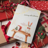 ヴィンテージ メリークリスマス 水彩犬 ミニマリスト シーズンカード